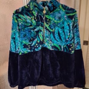Lilly Pulitzer 2XL Keala Sherpa Jacket Beautiful Blue Colors
